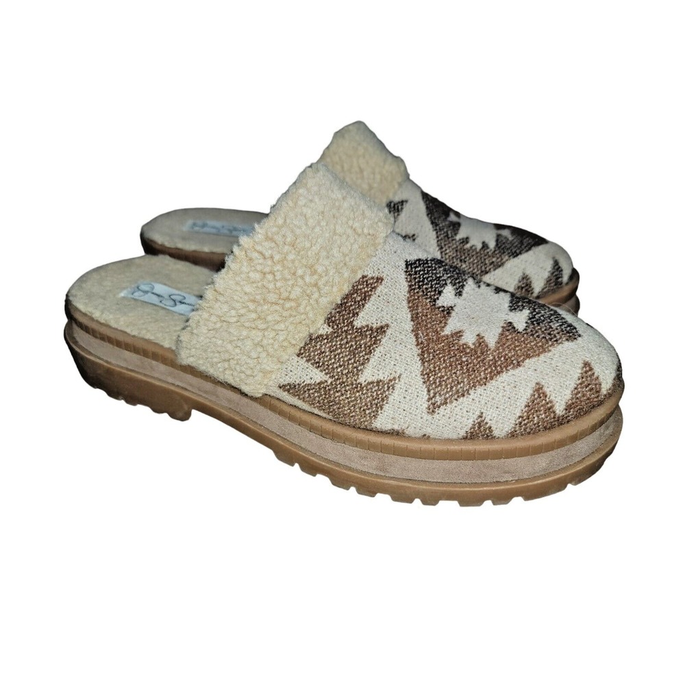 Jessica Simpson Ebiyra Womens Size 11 M Sandals Mule Aztec Sherpa Lined Shoes